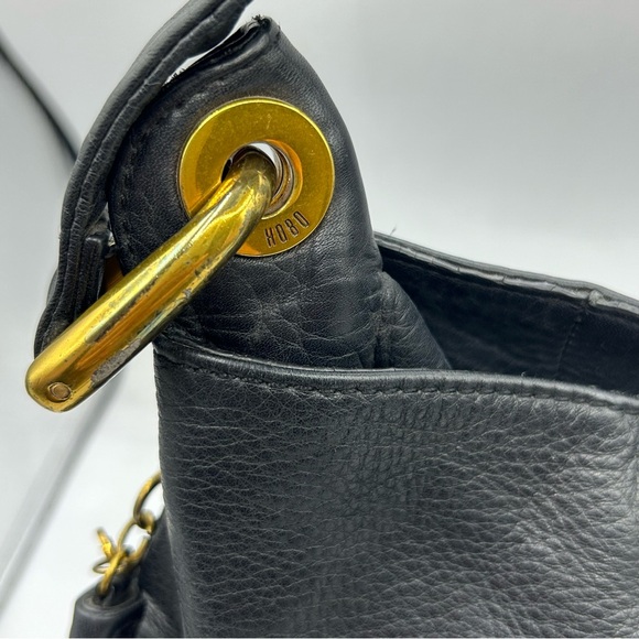 Hobo International Black Pebble Purse Satchel Gold Top Handle Shoulder Bag - Picture 4 of 13